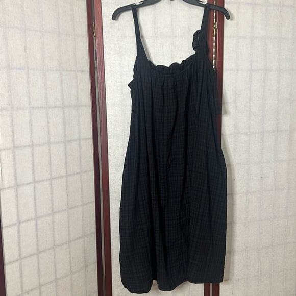 COS TIE STRAPS GATHERED GREEN & BLACK SUN FLOWY BEACH DRESS S - Picture 1 of 7